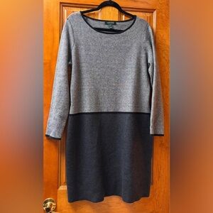 Lauren Ralph Lauren colorblock gray sweater dress Sz XL